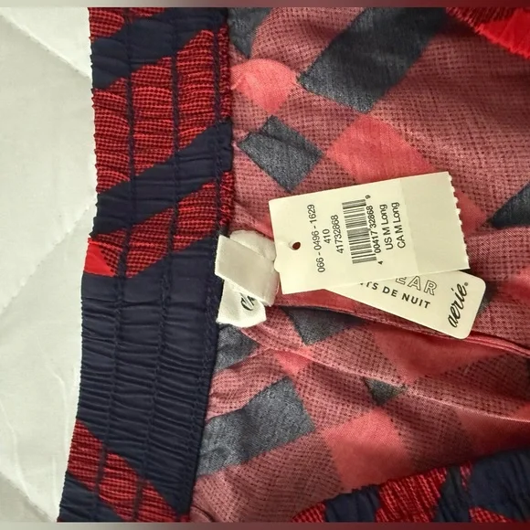 Aerie Red and Nazy Silk Plaid Pants - Picture 2 of 3